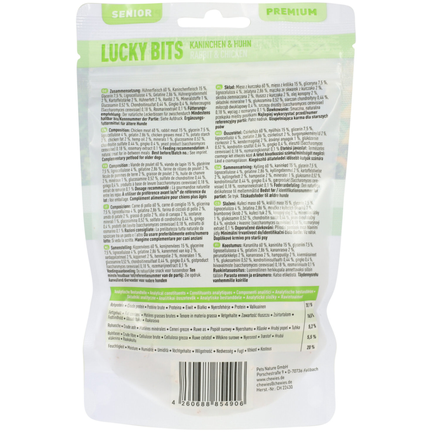 Chewies Hundesnack Lucky Bits Kaninchen & Huhn Senior