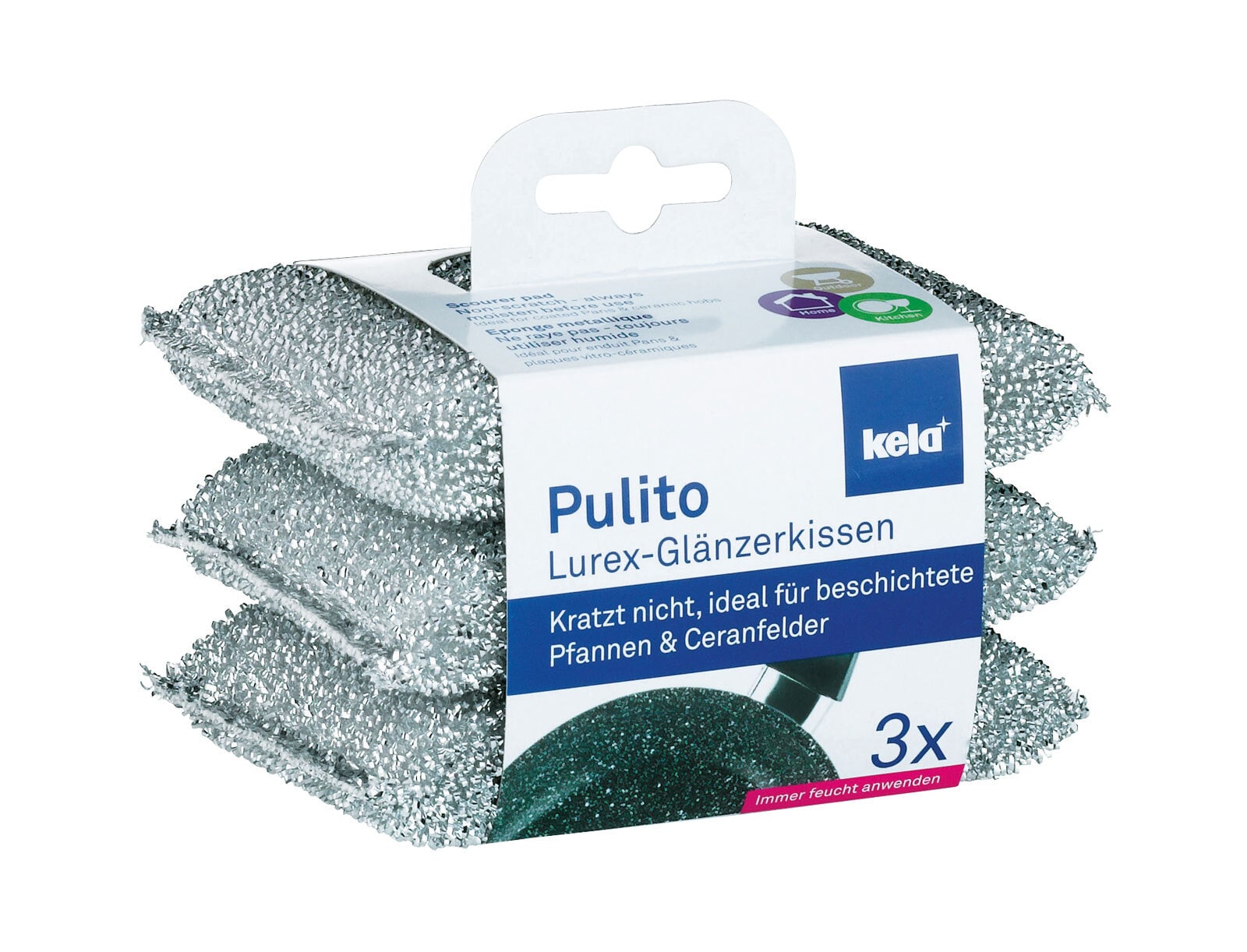 kela Spülschwamm Set PULITO 3-teilig Textil silberfarbig