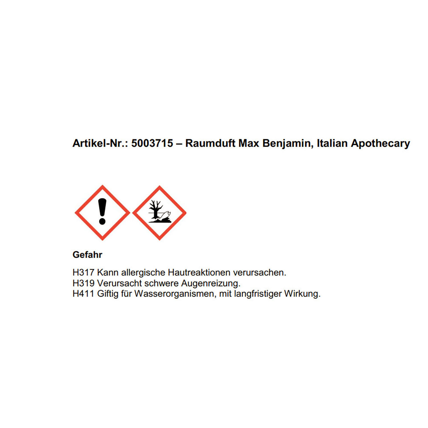 Raumduft Max Benjamin, Italian Apothecary