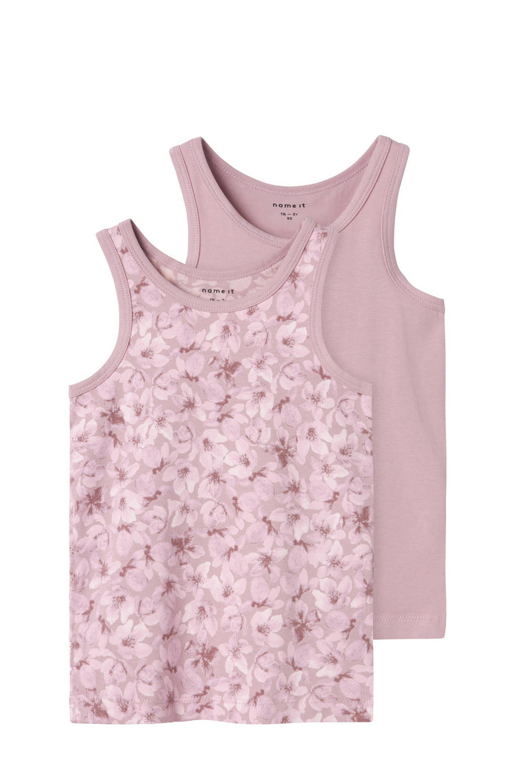 hemd NMFTANK TOP FLOWER - set van 2 mauve