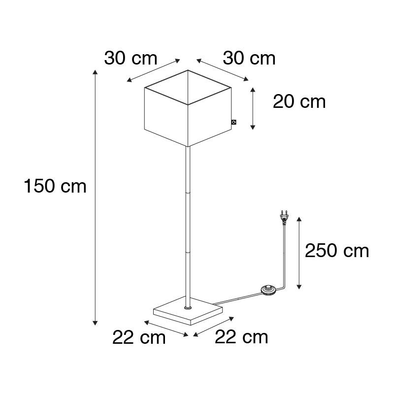 QAZQA - Moderne staande lamp, zwart met goud en messing - VT 1 | Woonkamer | Slaapkamer - Textiel, langwerpig | Vierkant - LED-compatibel, E27