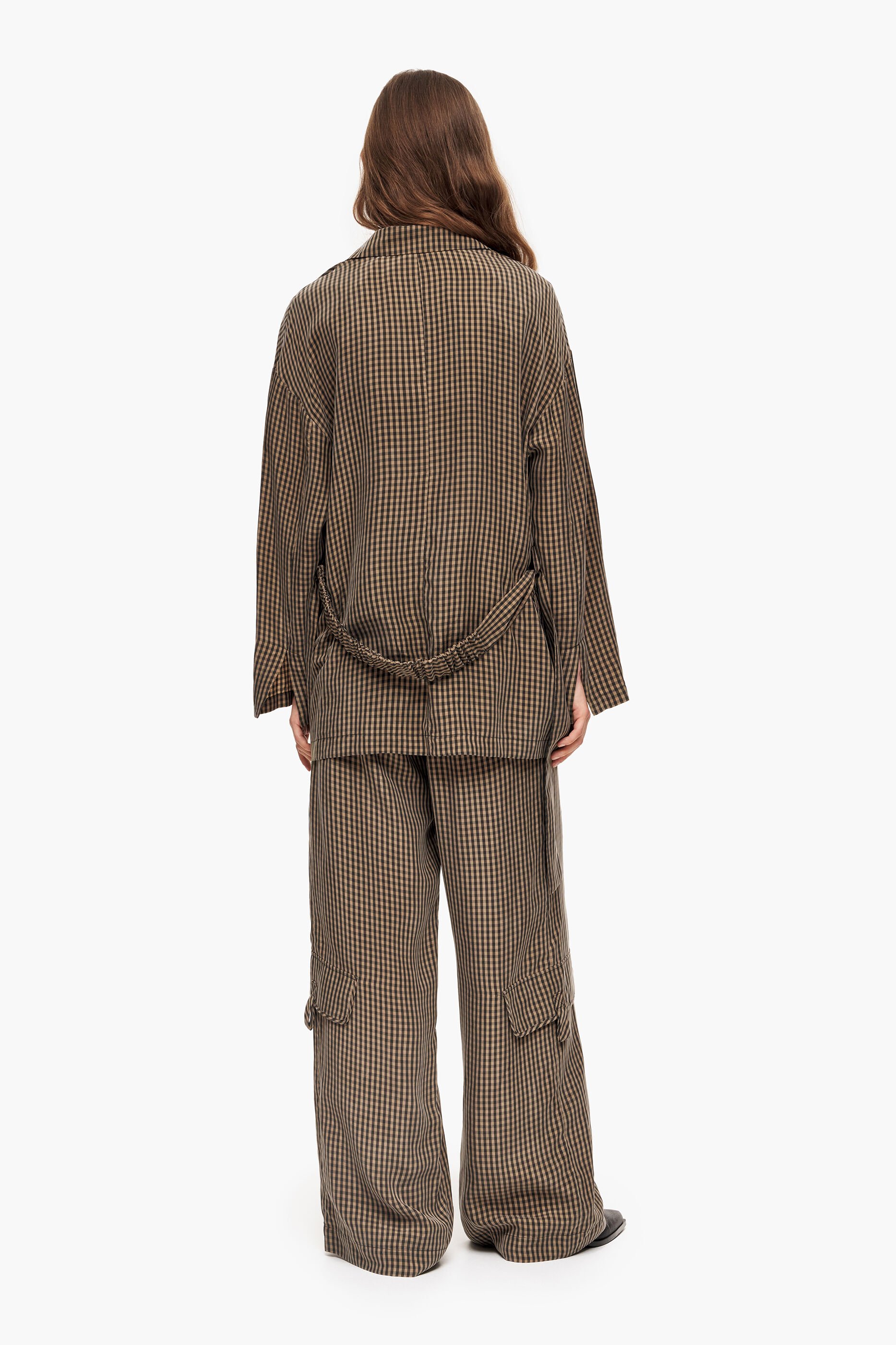 Blazer xadrez marrom oversized