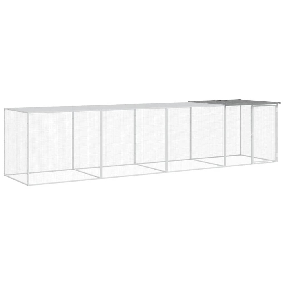 Poulailler avec toit gris clair 403x98x90 cm acier galvanisé