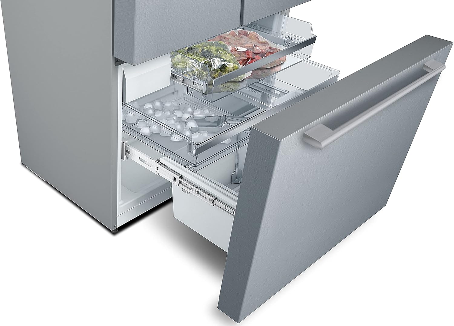 Bosch KFF96PIEP Serie 8 Smarter French Door Kühlschrank, 183 x 90,5 cm, 402 L Kühlen & 171 L Gefrieren, VitaFresh pro 3x längere Frische, NoFrost nie wieder abtauen, Eis- und Wasserspender