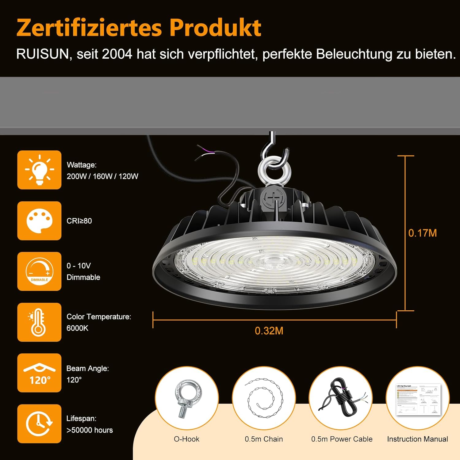 4 Stück UFO LED Hallenstrahler 200W LED Werkstattlampe Superhelle 34000lm Werkstatt Deckenleuchte Lampe 6000K Hallenleuchte IP65 (120W/160W/200W) Dimmbar 5 Jahre Garantie