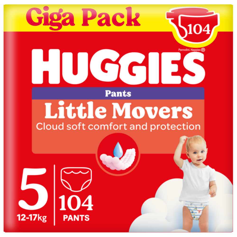 Huggies Little Movers Luierbroekjes Maat 5 (12 - 17 kg)104 stuks