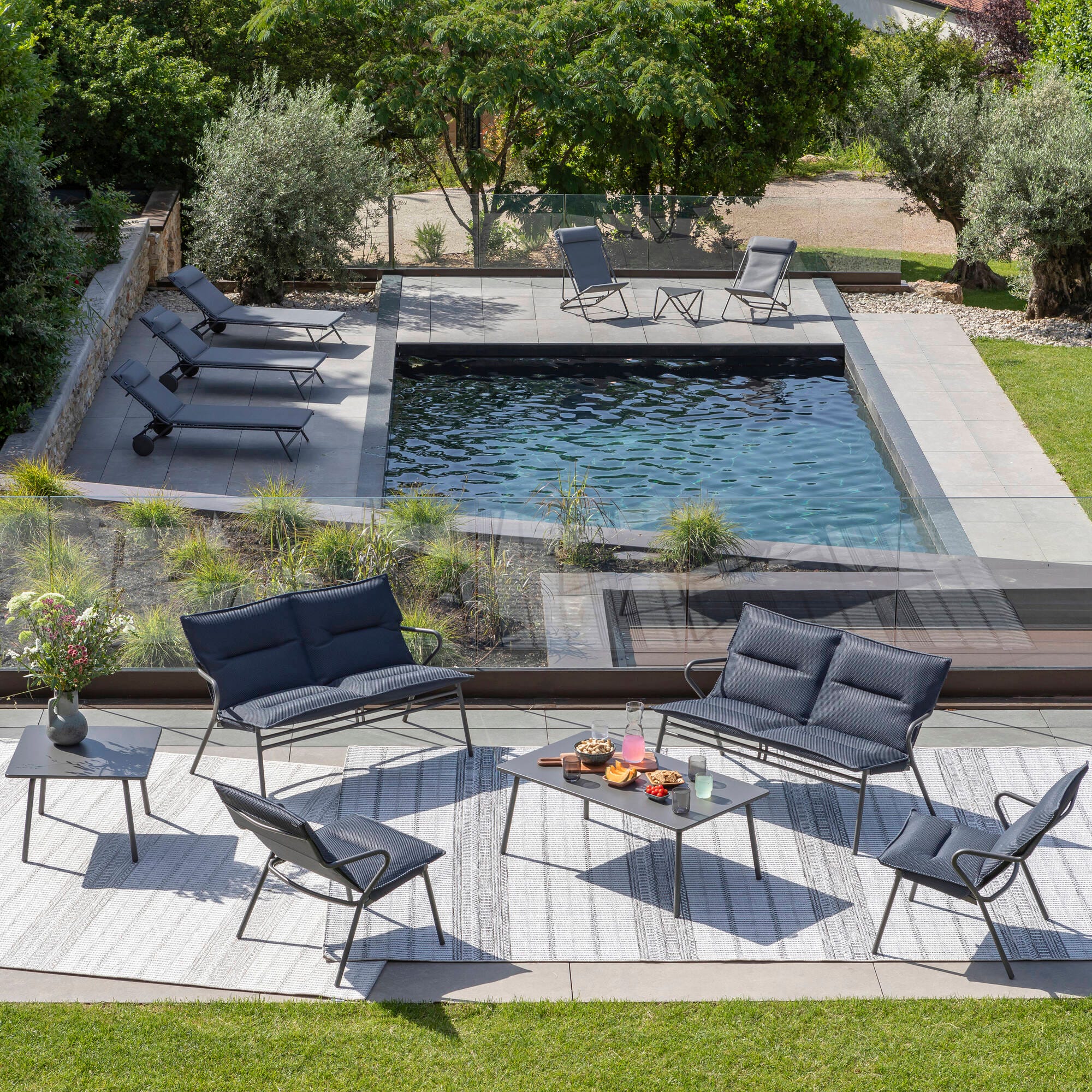 Gepolsterte Sonnenliege Miami II BeComfort® Grau Silver