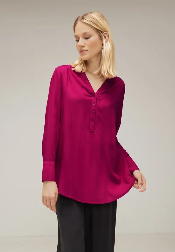 Longbluse in Unifarbe - carmine red