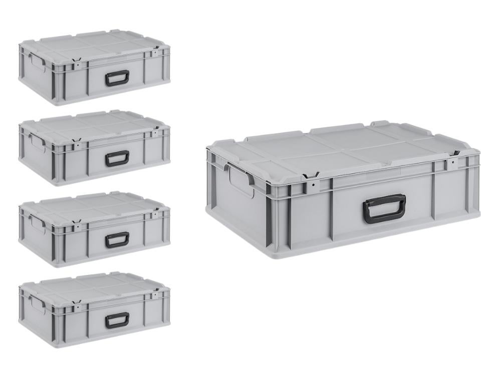 PROREGAL Super Saver Set 5 x Eurobox NextGen Draagbaar HxBxD 18,5 x 40 x 60 cm 34 Liter Euro Container Transportbox Stapelbare Container