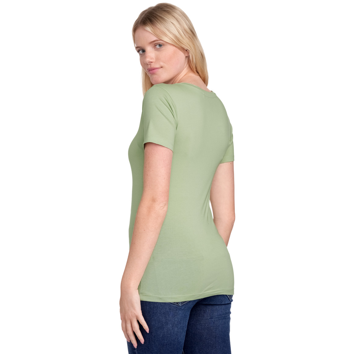 Gina Benotti Damen T-Shirt mit V-Ausschnitt hellgrün