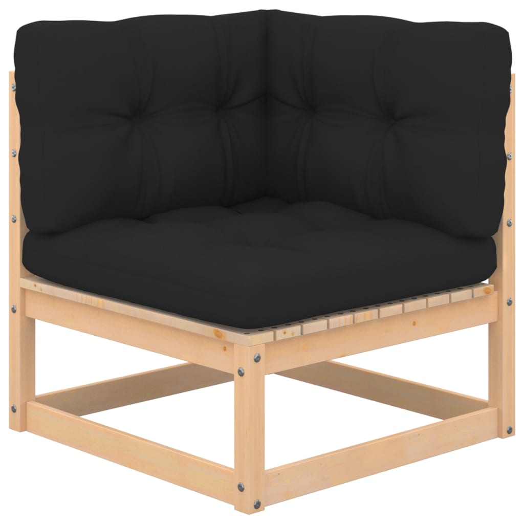 Salon de jardin meuble d'extérieur ensemble de mobilier 7 pièces avec coussins bois de pin massif