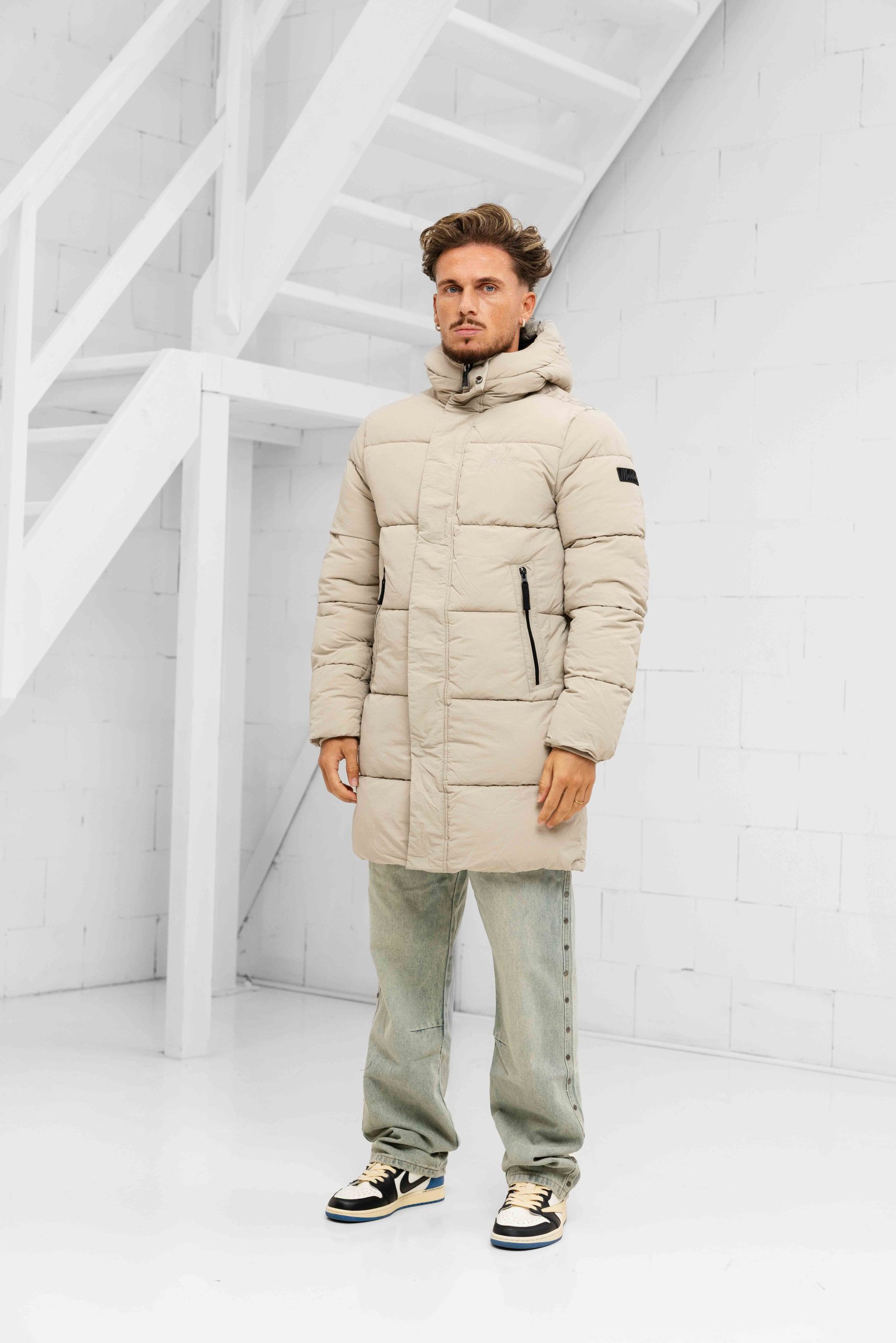 Malelions Mid Lenght Puffer Winterjas Heren Beige
