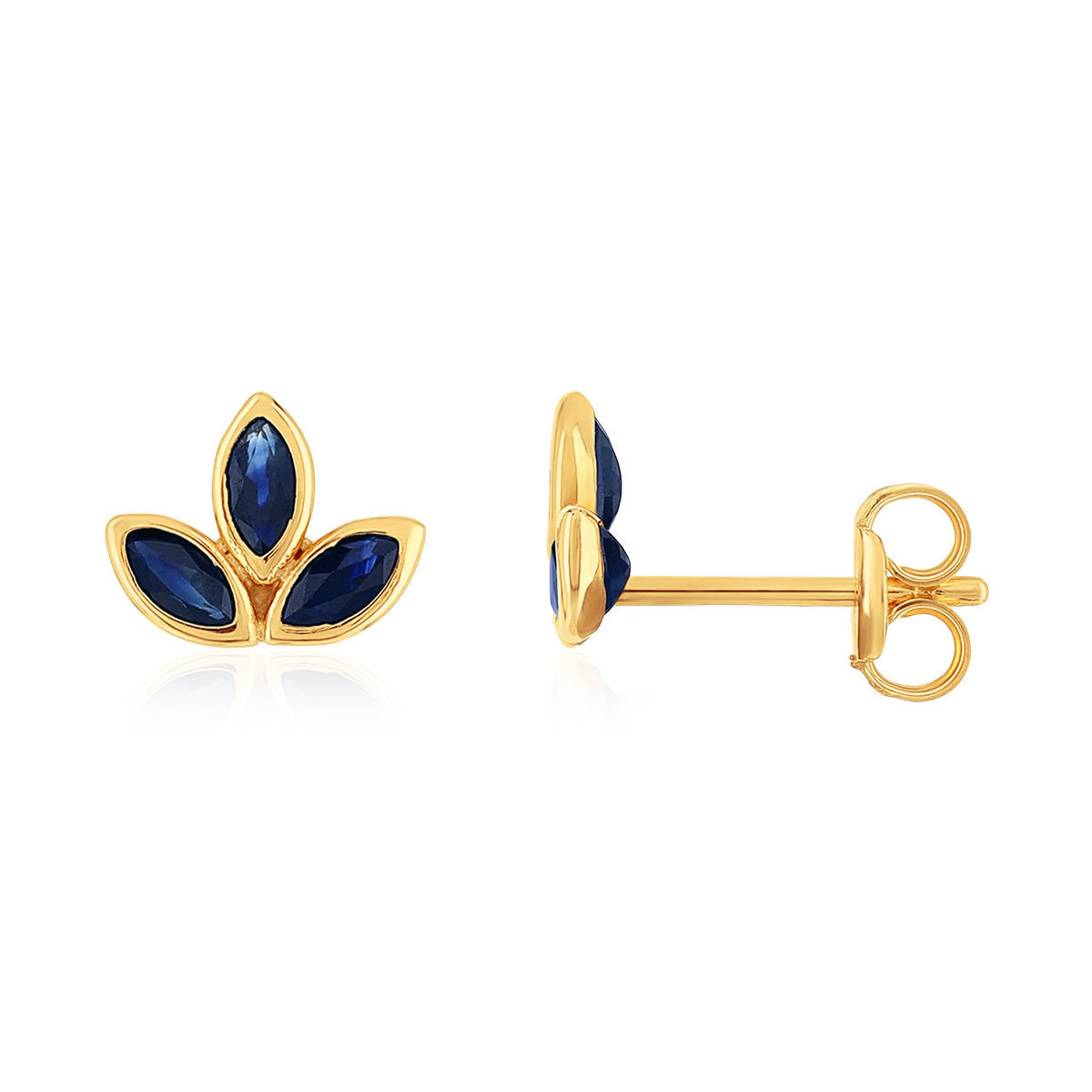 Boucles d'oreilles or 375 jaune saphirs