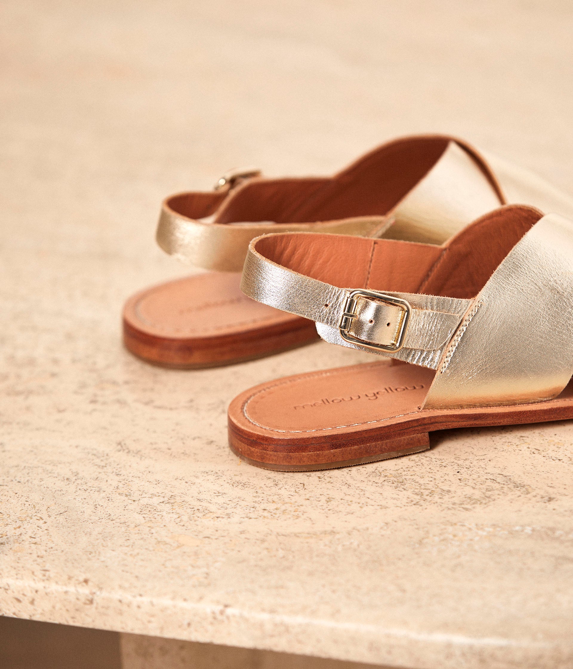 Sandales cuir doré Amina