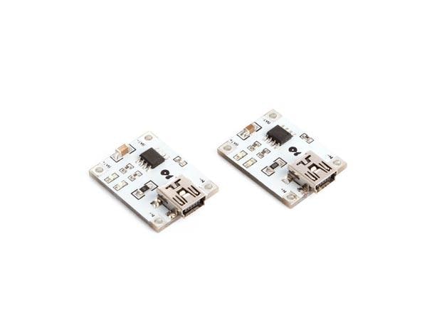 Whadda Lademodul für 1S Lithium Akkus USB, 2 Stück USB Ladegerät für 1-Zellen Li-Ion Akkus