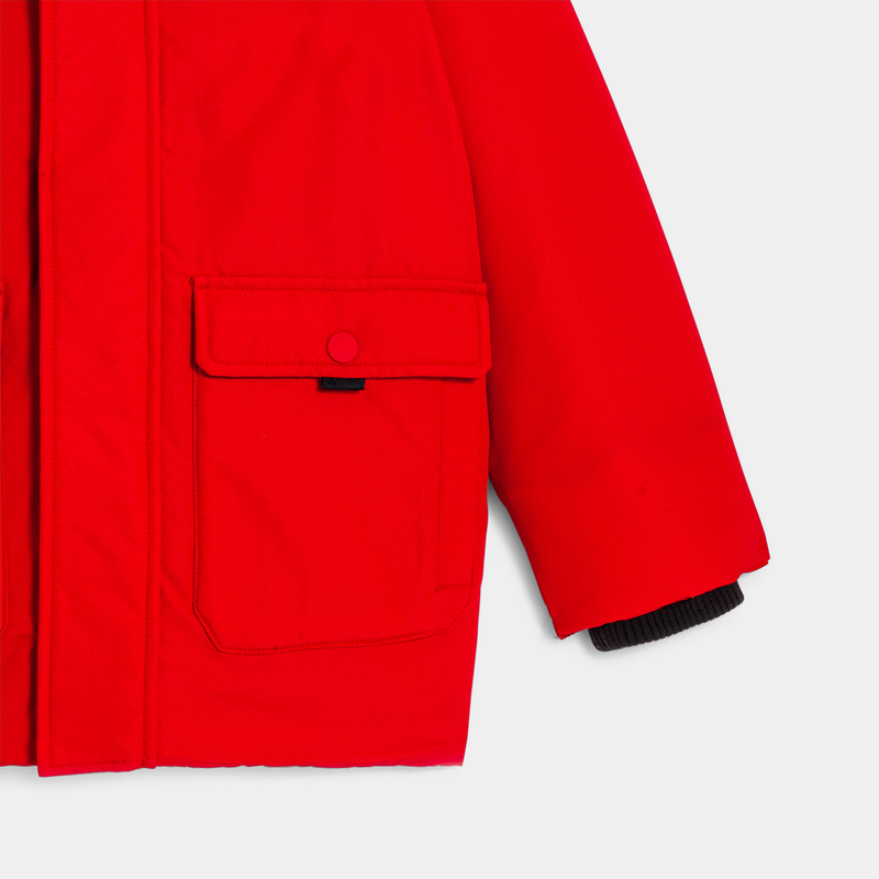 Parka matelassée à capuche rouge garçon