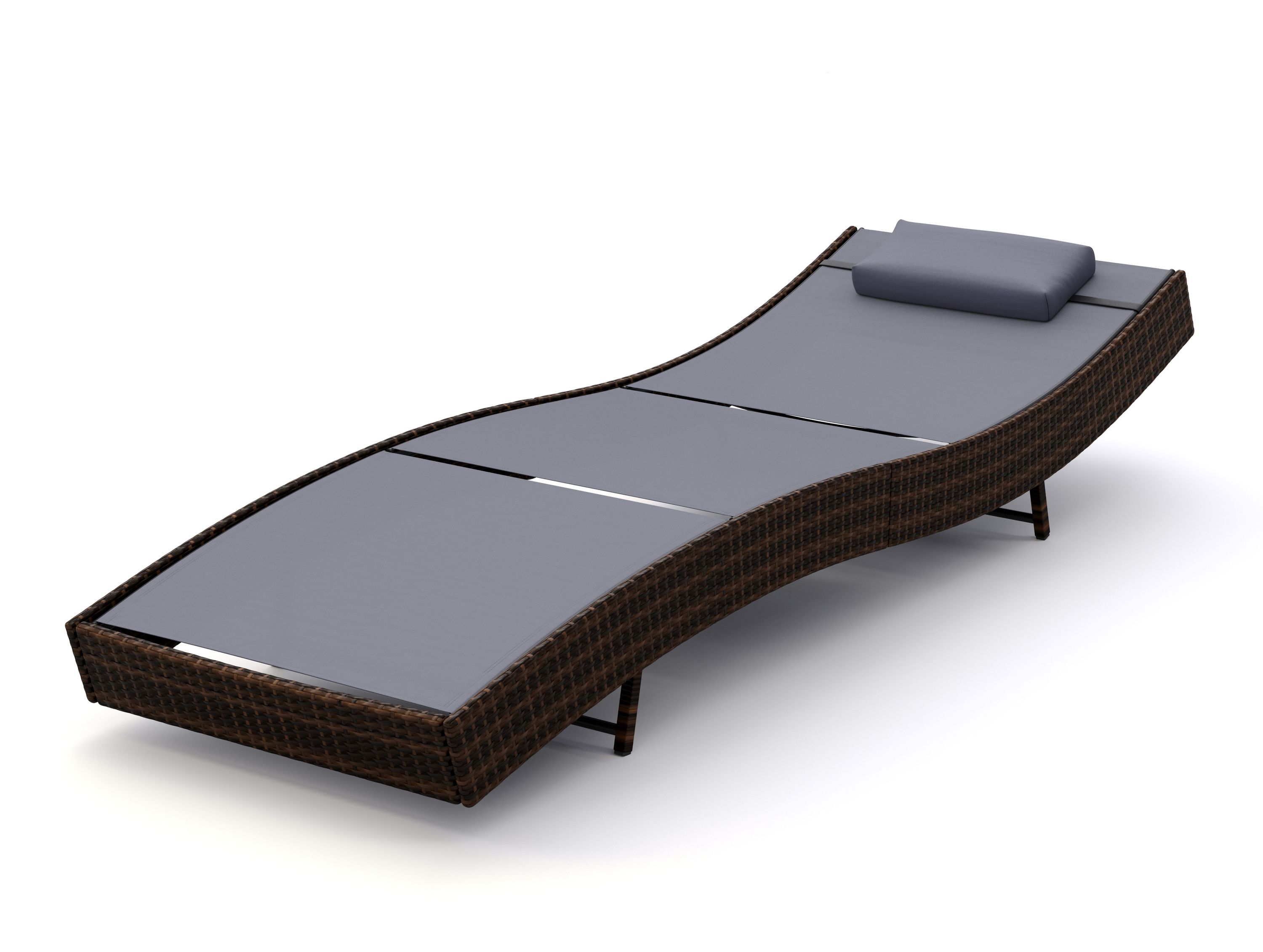 Liegestuhl Rattan WAVE braun