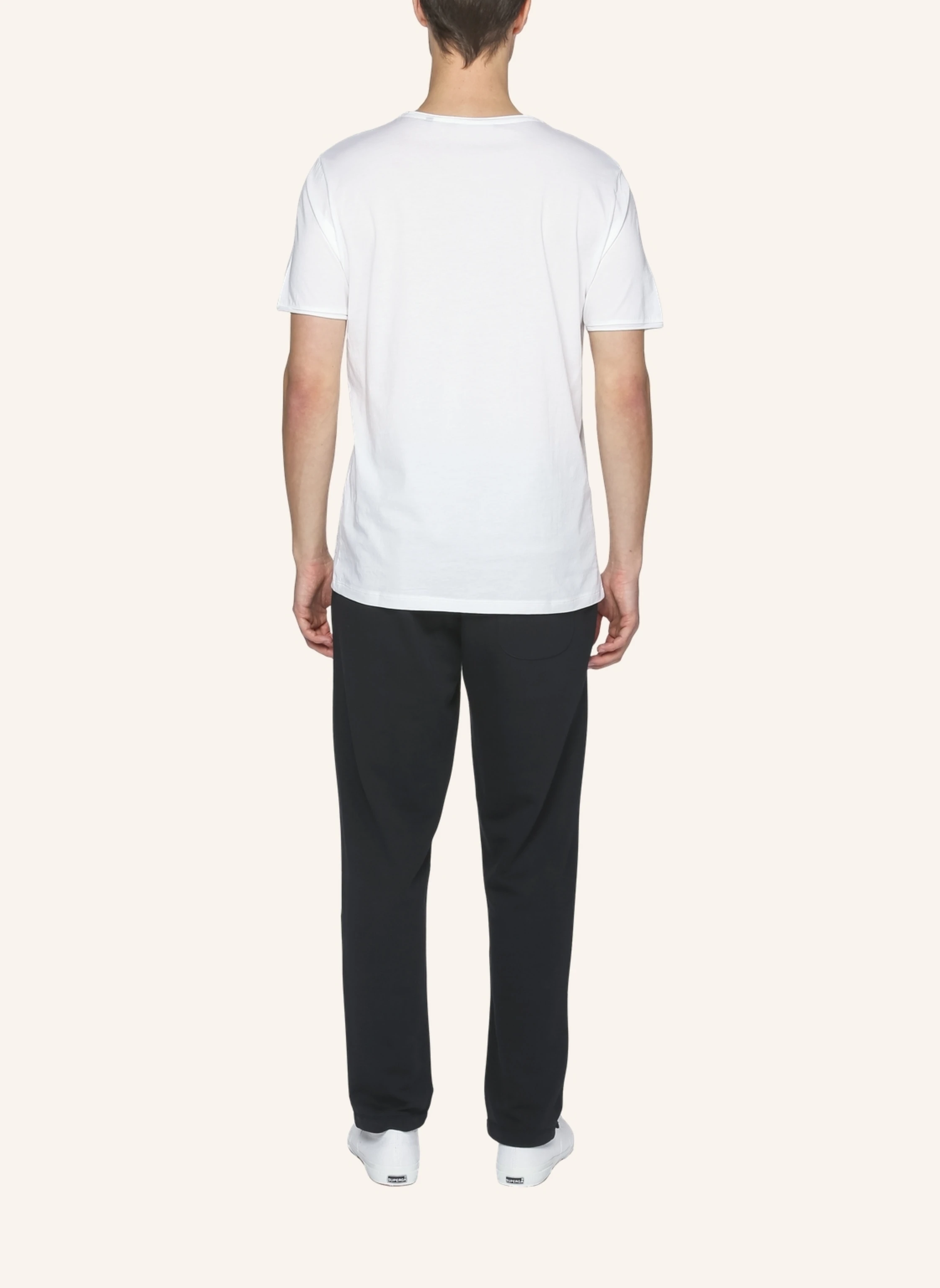 TRUSTED HANDWORK Round Neck 1/2-Sleeve T-Shirt with Roll Edge
