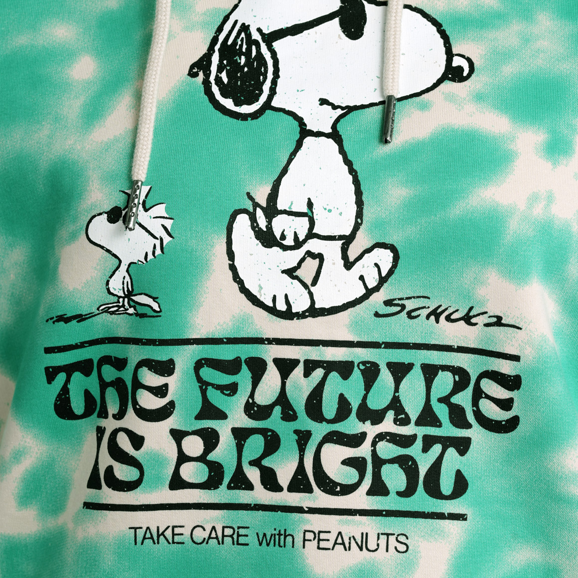 Jonas Nielsen Peanuts Hoodie im Tie Dye Look grün / hellbeige