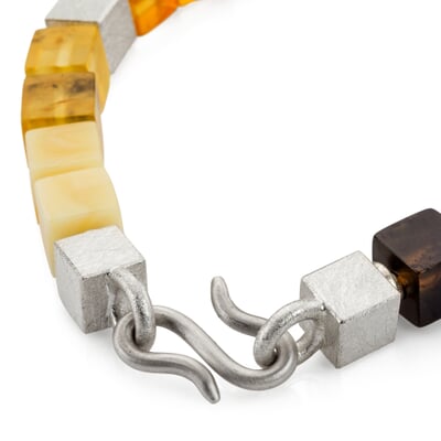 Armband Bernsteinwürfel, Brauntöne