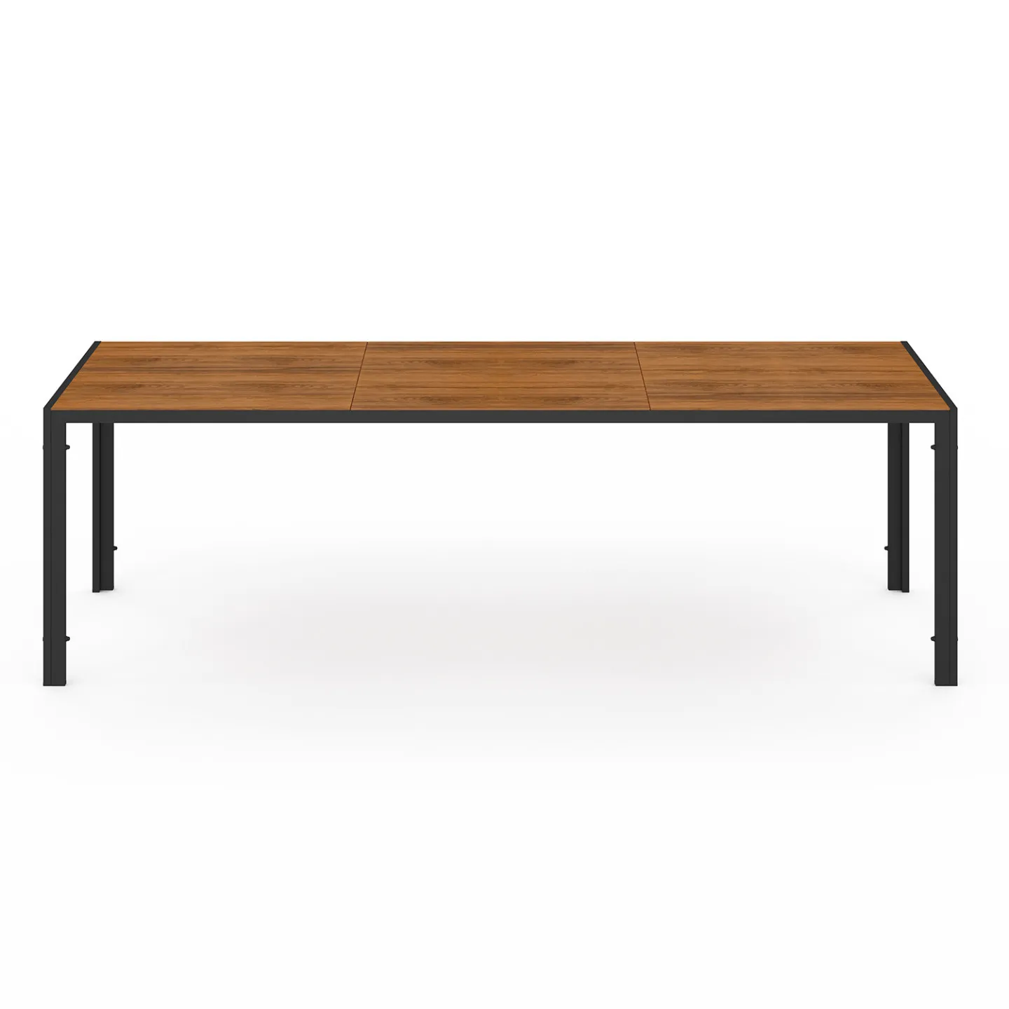 Salon de jardin NOUMEA table 240 cm plateau effet bois et 10 chaises empilables noir et bois