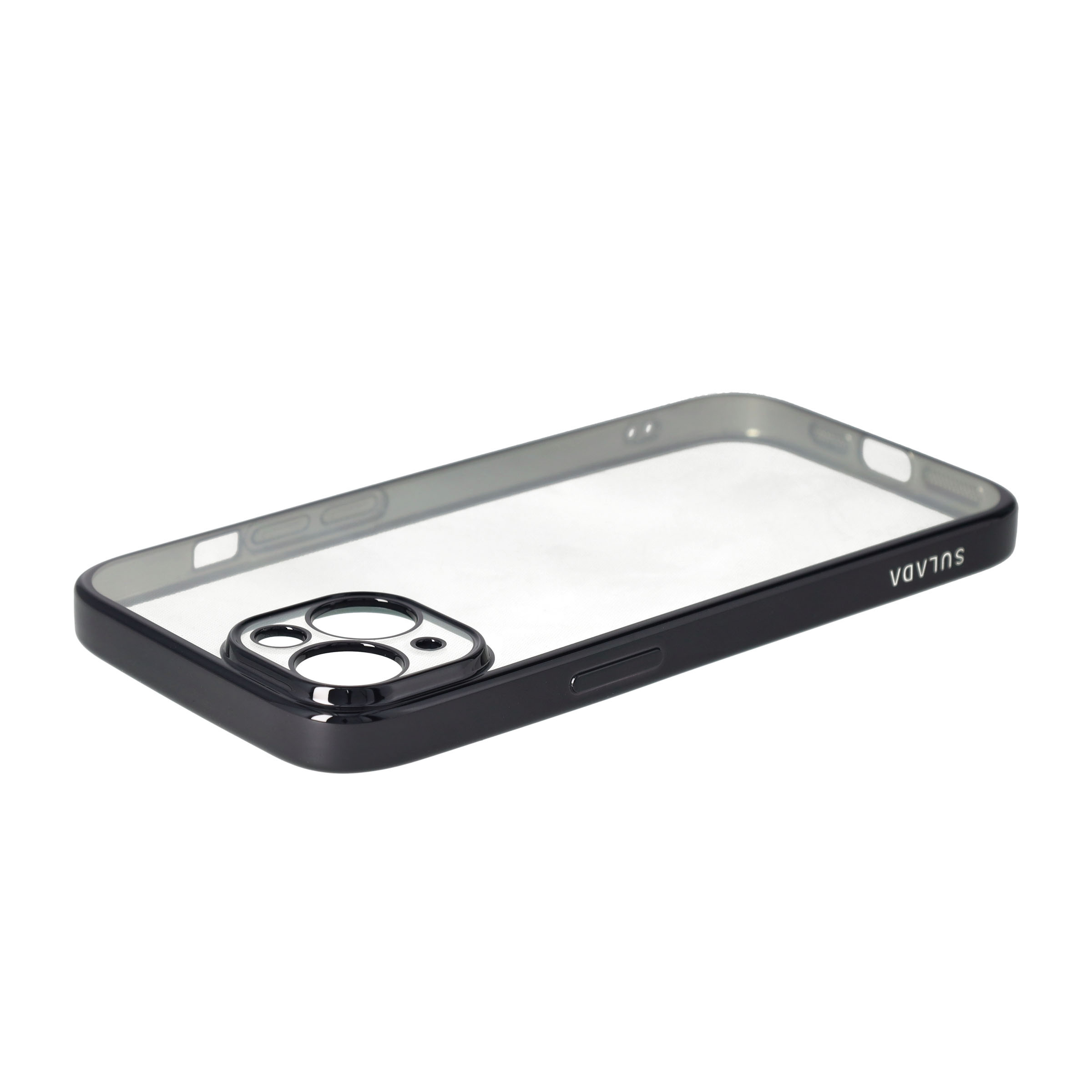iPhone 13 Gummi Case Hülle Galvanisierter Rahmen   Kameraschutz - Schwarz