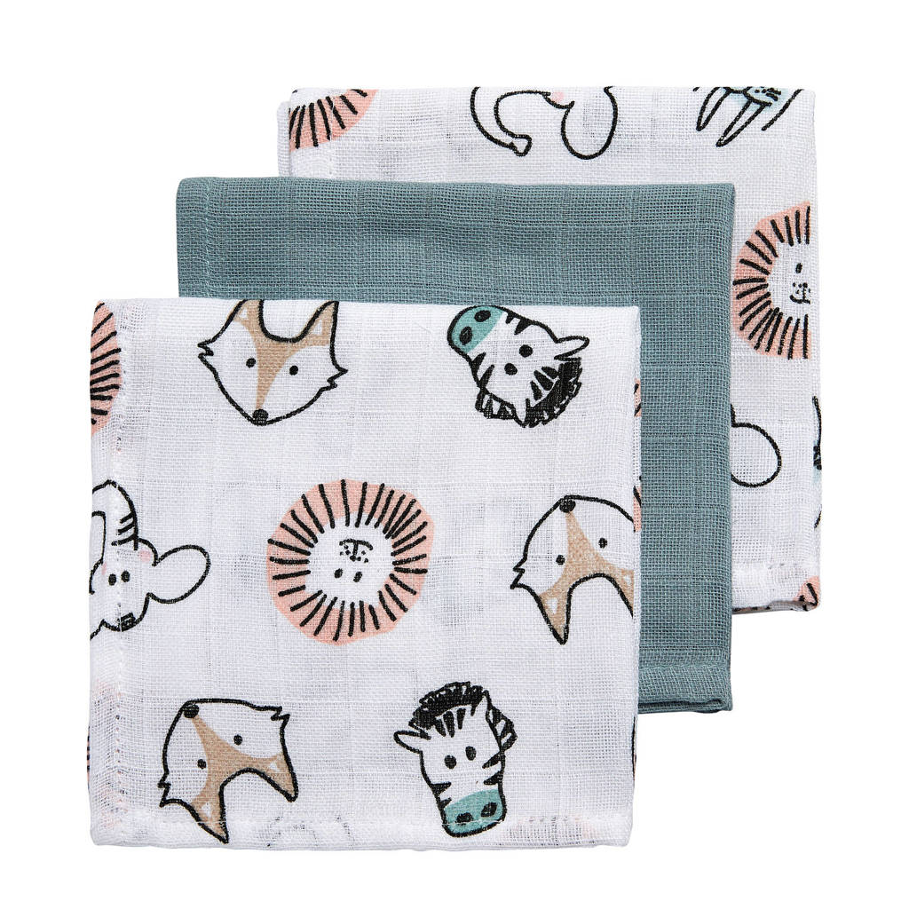 hydrofiele monddoekjes 30x30 cm (set van 3) animal/uni