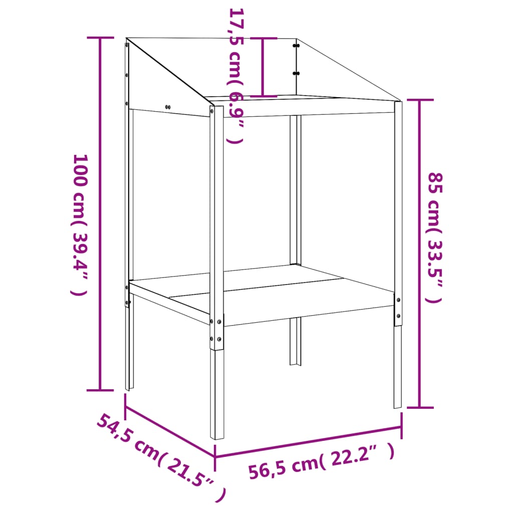 Support pour plantes anthracite 56,5x54,5x100cm acier galvanisé