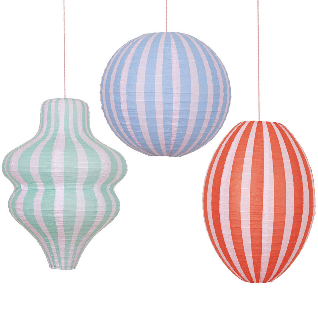 Meri meri lampionnen gestreept - 3st