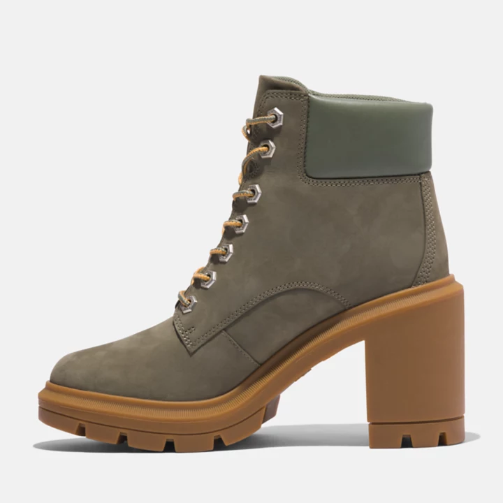 Bota feminina Allington de cano alto com cadarço na cor verde-escura.