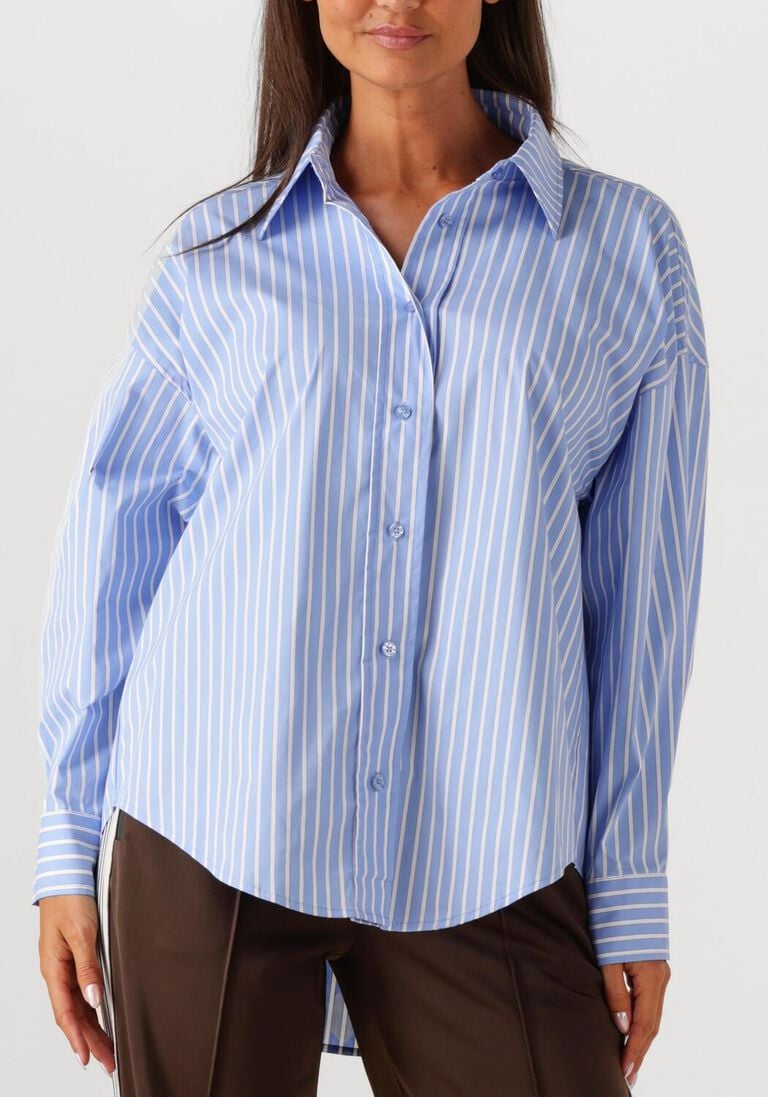 lichtblauwe haute l'amitié blouses bow candy twist stripe shirt