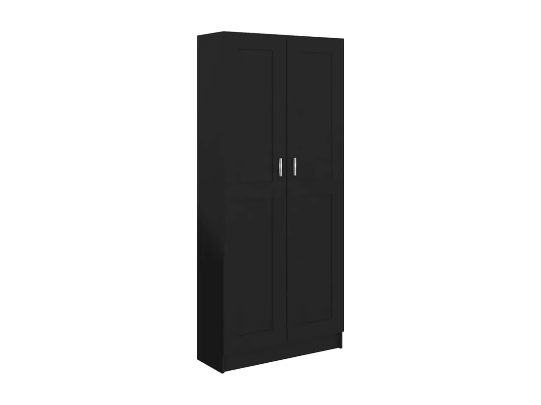Bibliothèque Noir 82,5x30,5x185,5 cm Bois d'ingénierie