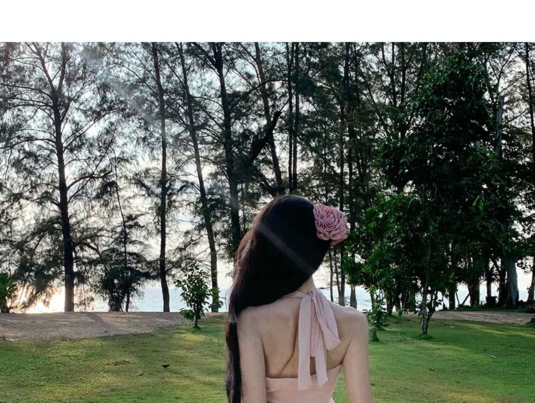 Egsy - Set: halternek effen top + high waist maxi rok