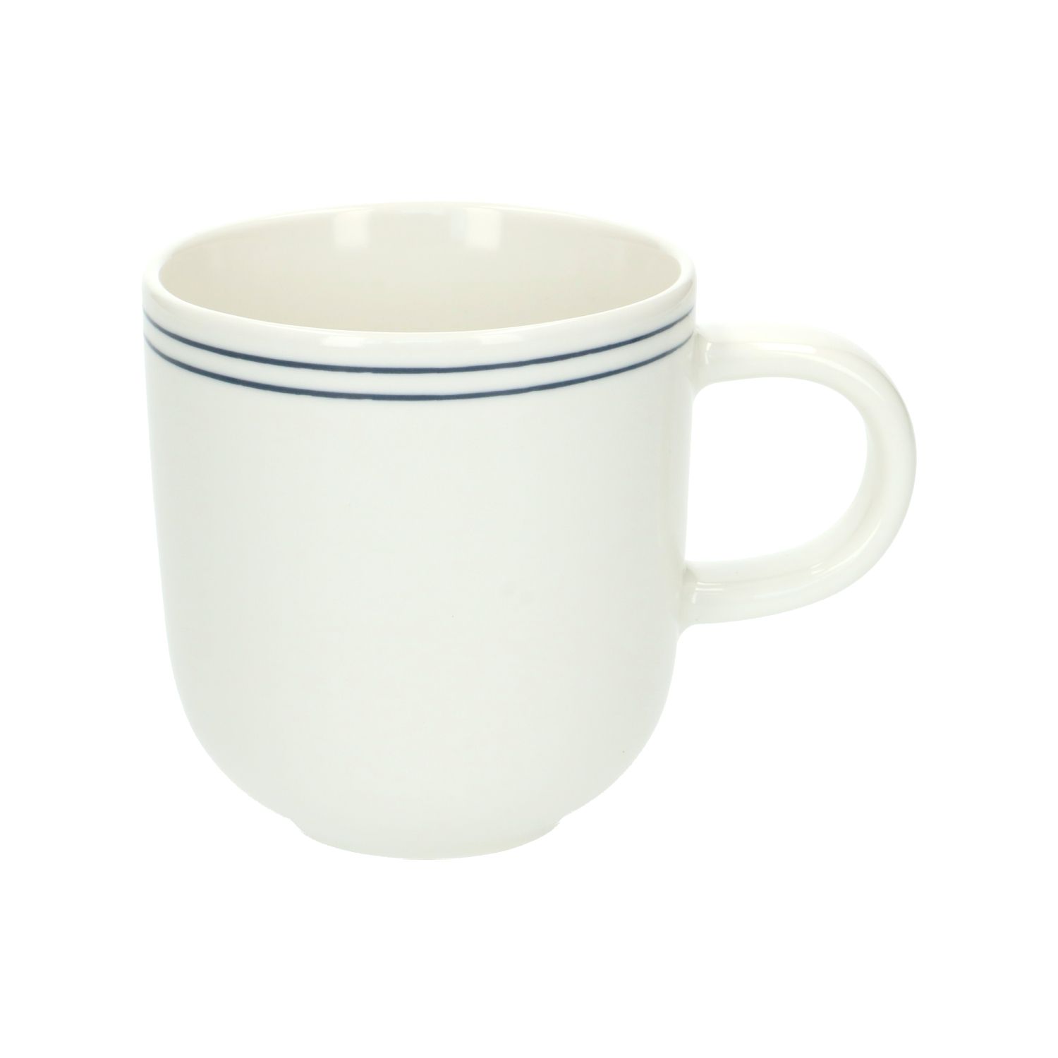 Theemok met blauwe streep, organisch, porselein, Ø 9 cm
