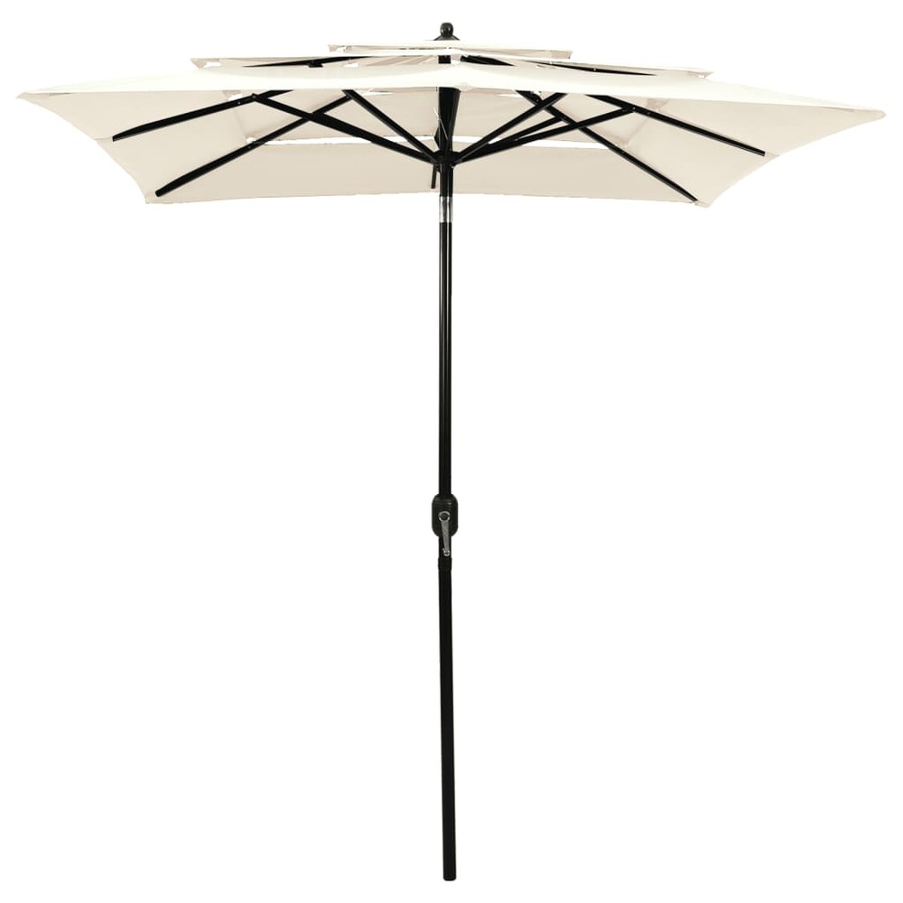 Parasol à 3 niveaux avec mât en aluminium 2 x 2 m sable