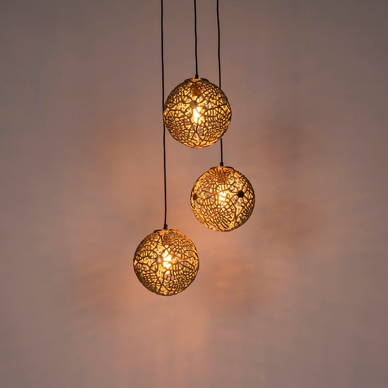 Art deco hanglamp goud rond 3-lichts - Maro