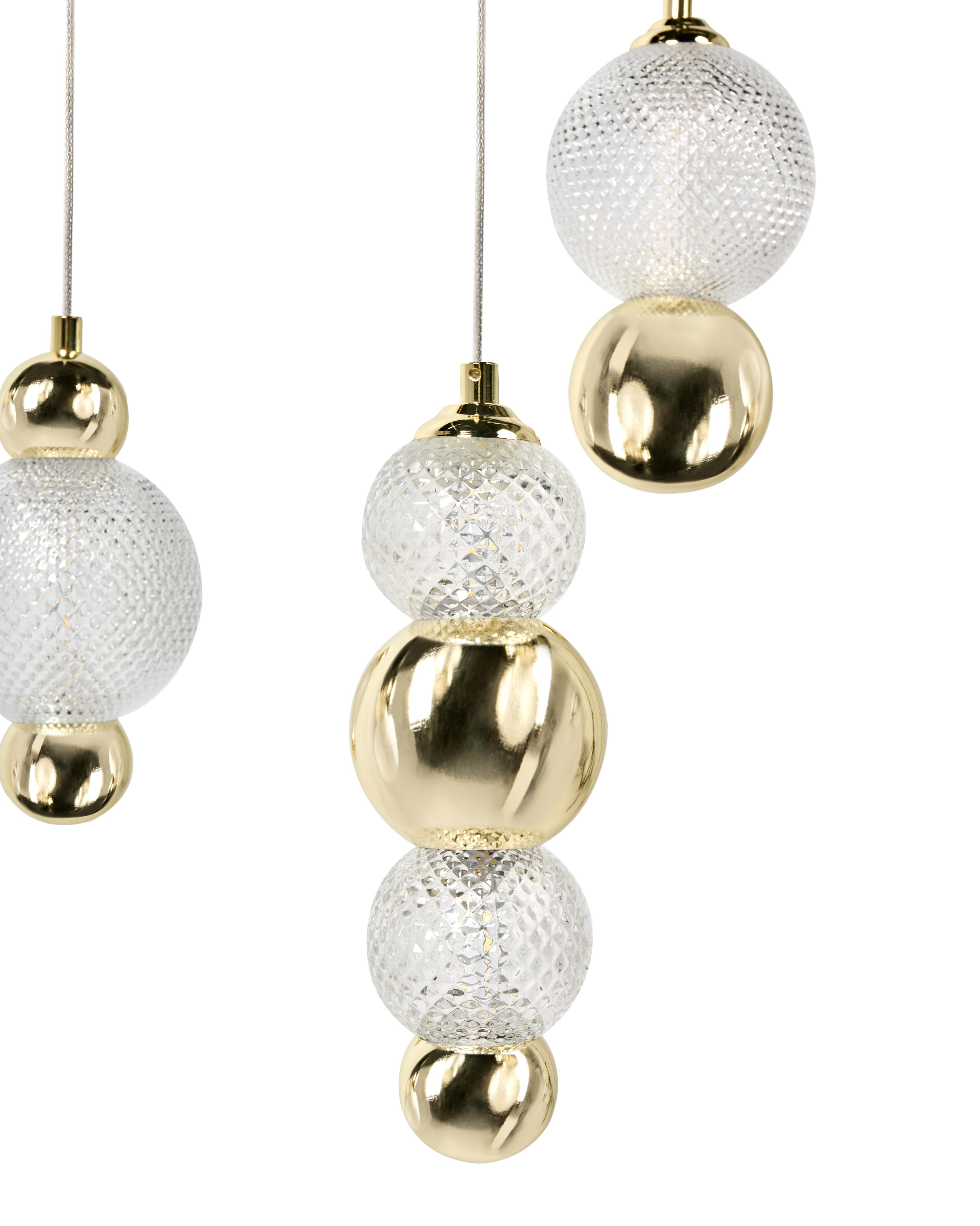 3-lichts hanglamp SORA LED Glas Goud