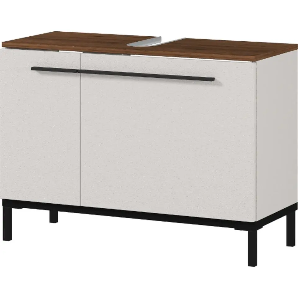 Kast voor onder wastafel Charlisa met 2 deuren en 2 legplanken - walnoot/greige