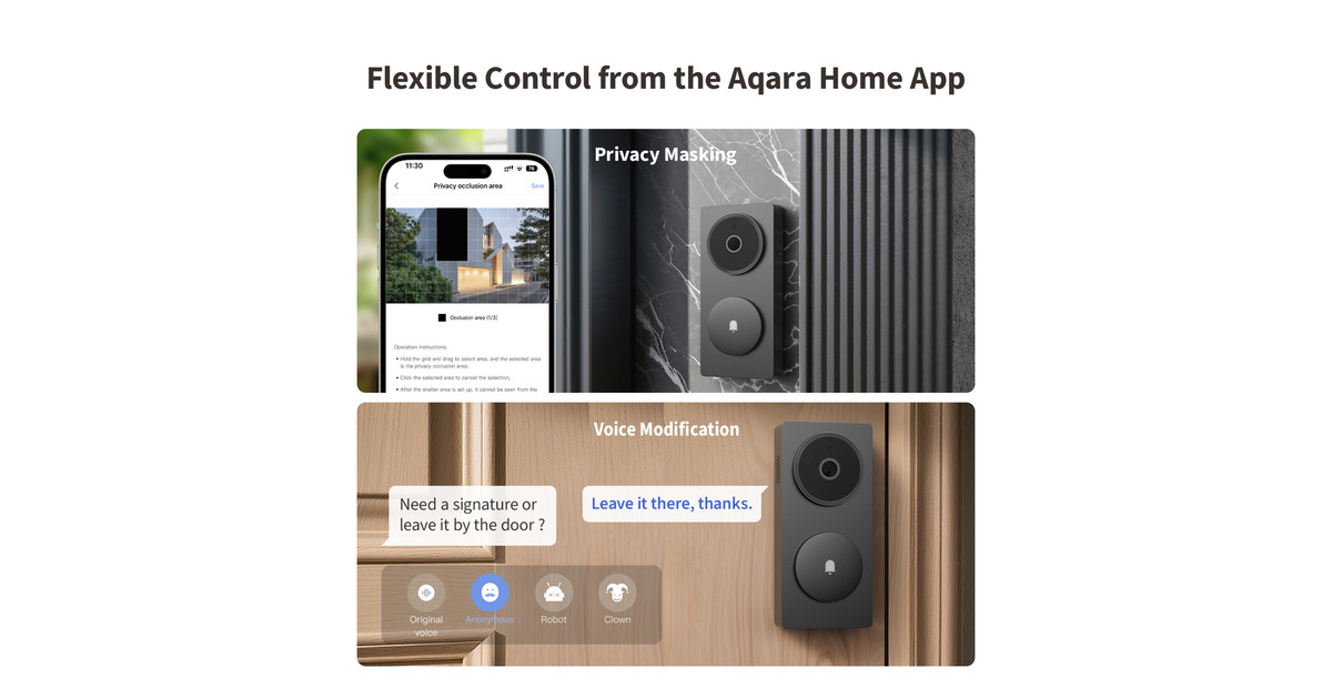 AqaraSlimme Video Deurbel G410 Select  (Wit, Wifi, Bluetooth, Zigbee, Matter)