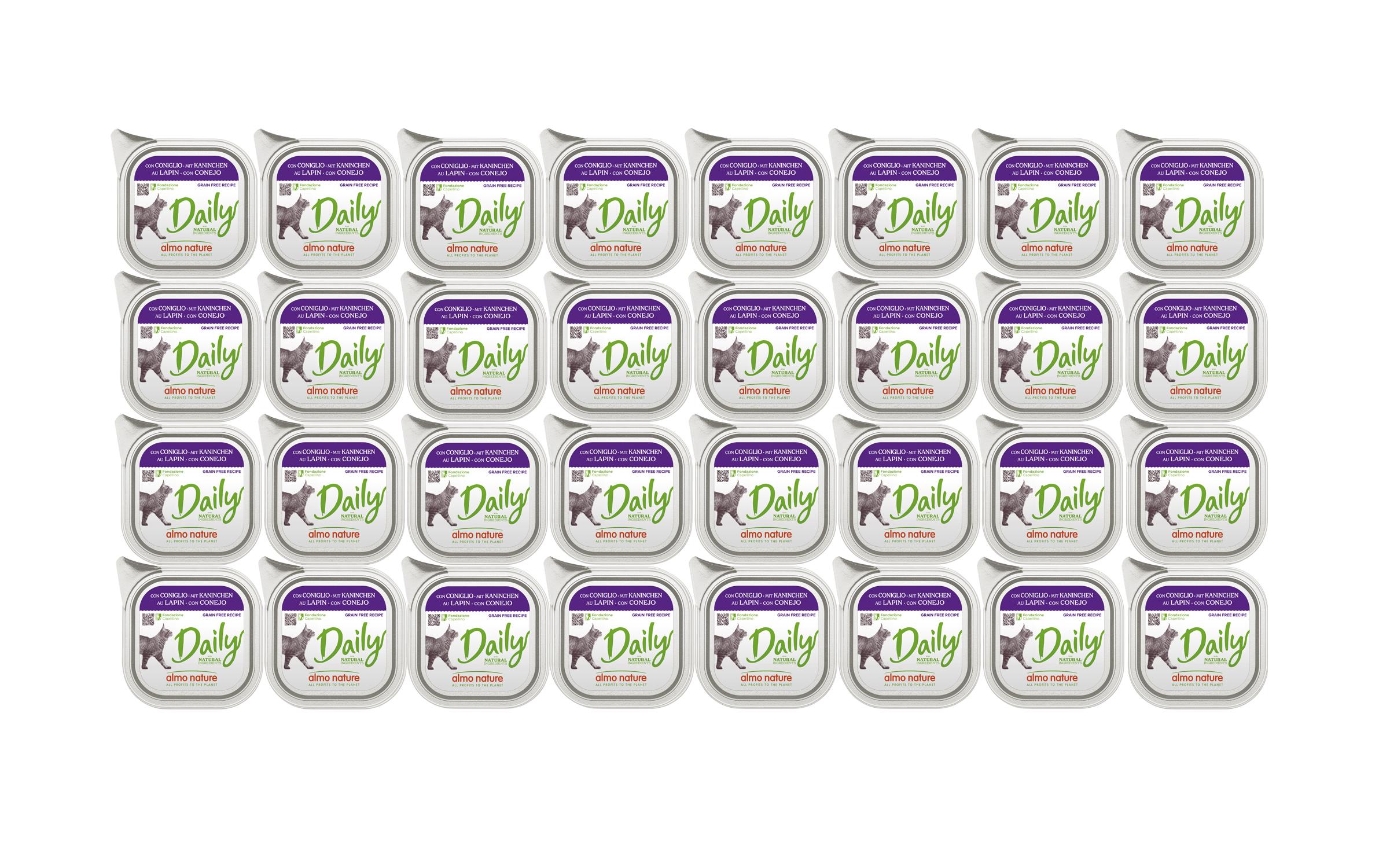 Nassfutter Daily mit Kaninchen 32 x 100gAlleinfuttermittel für ausgewachsene Katzen