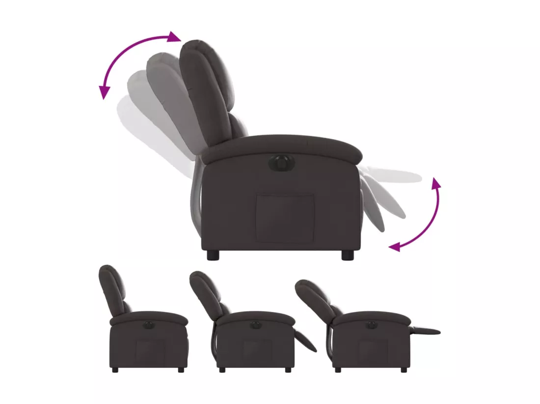 Fauteuil inclinable électrique marron foncé cuir véritable