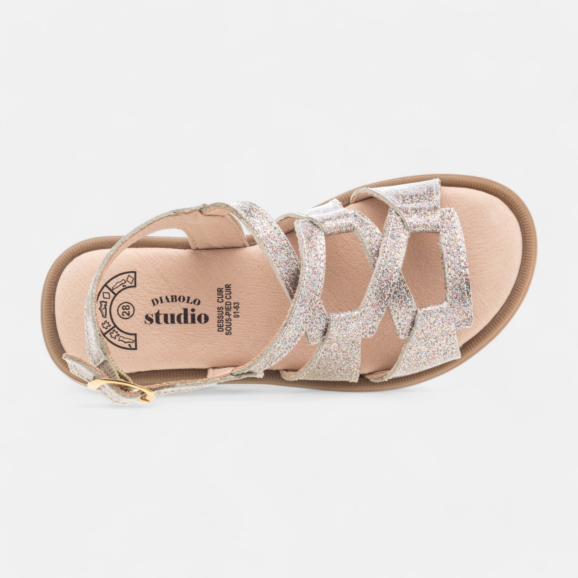 Nu-pieds Fille en cuir rose