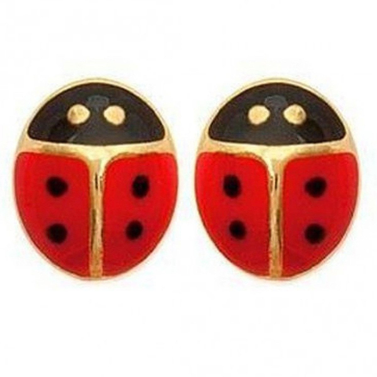 Boucles d'oreilles enfant Coccinelle rouge en plaqué or