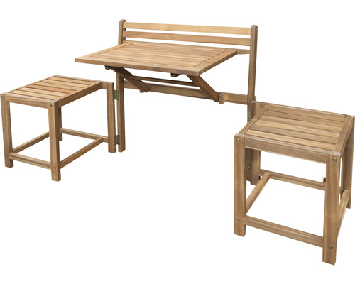 Balkonset Multifunctionele set Garden Place Amber 2-zits bestaande uit 2 krukken, geolied acacia