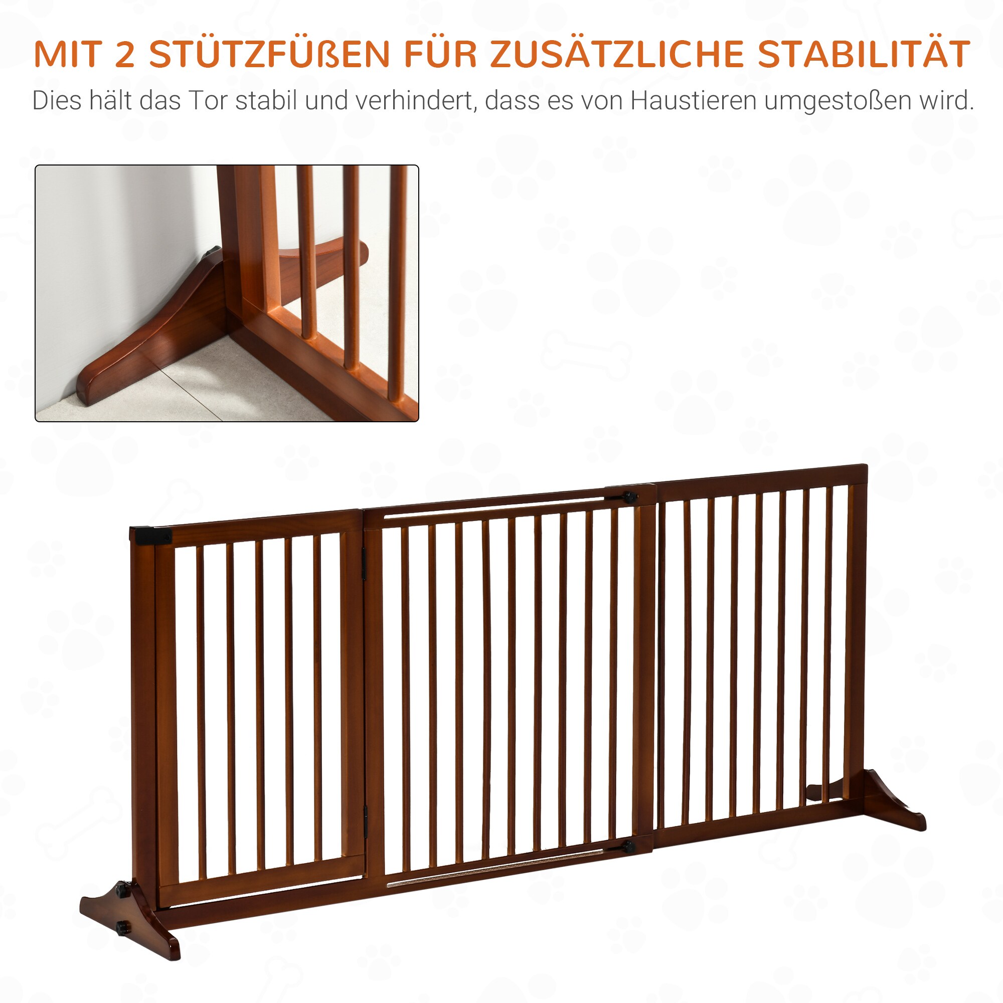 PawHut Absperrgitter verstellbare Länge 71H x 113-166L cm