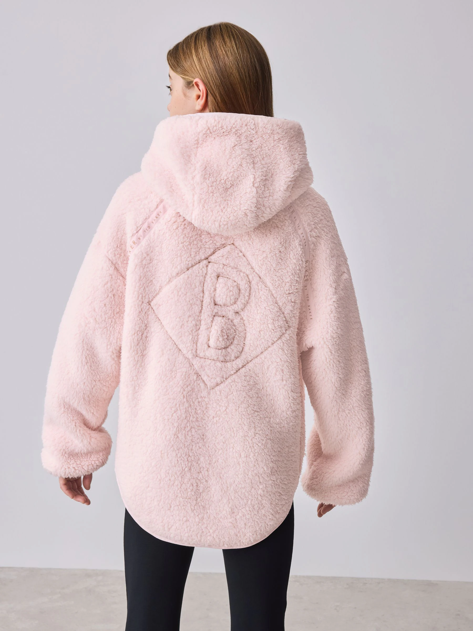 Roze - Baker by Ted Baker Zip-Through Hooded Borg Fleece Jacket