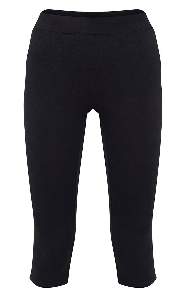 Noir Legging Capri En Coton Doux