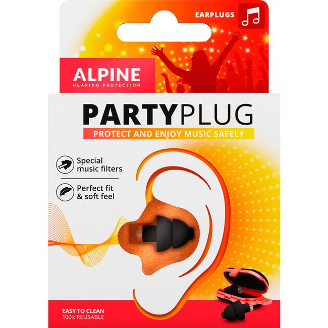 Alpine PartyPlug Black Herbruikbare Muziek Oordoppen 1 paar