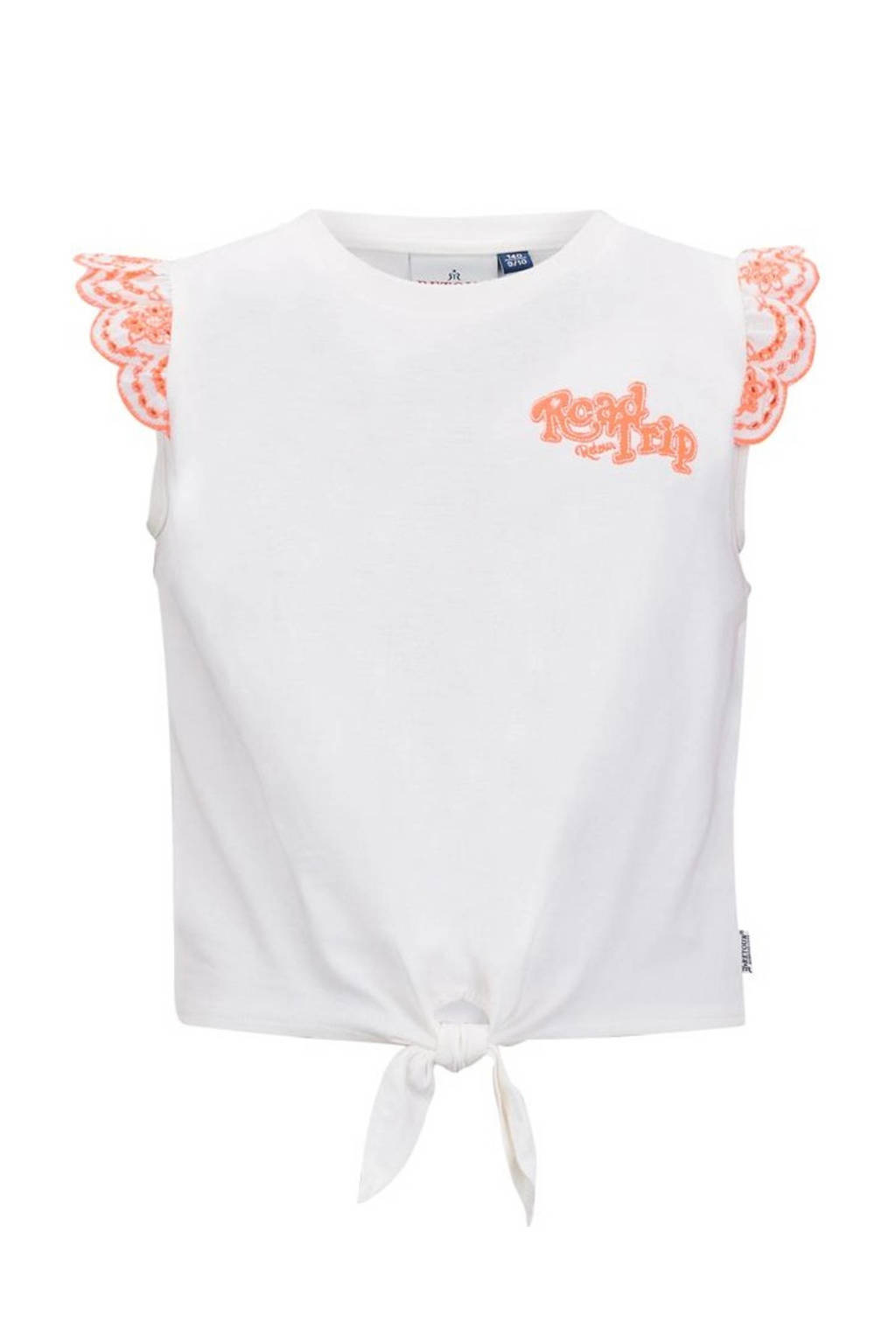 Retour Jeans T-shirt Mila met printopdruk wit/oranje