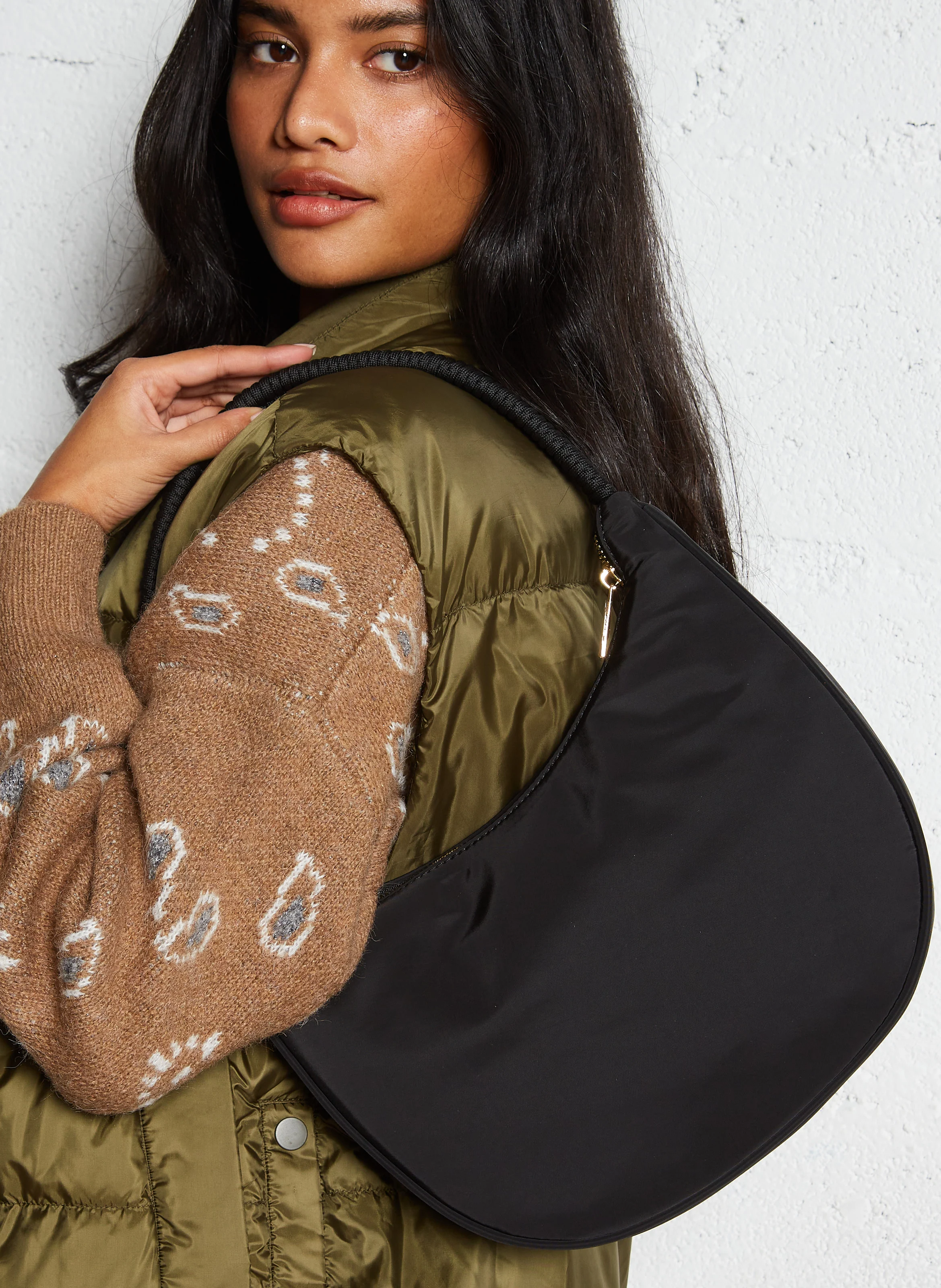 Sac épaule en nylon | Noir